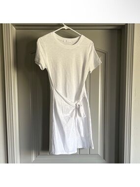 White Tie-Waist Midi Dress - Classic Crewneck